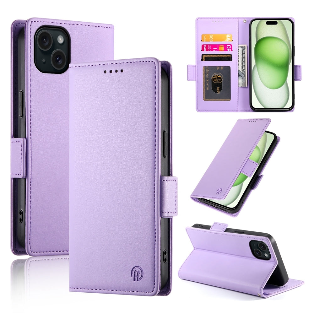 iPhone 15 Plus Wallet Case - Luxury Magnetic PU Leather Flip Cover with Card Slots, Stand & Shockproof Protection