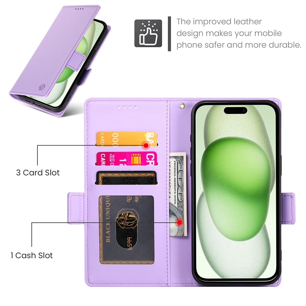 iPhone 15 Plus Wallet Case - Luxury Magnetic PU Leather Flip Cover with Card Slots, Stand & Shockproof Protection