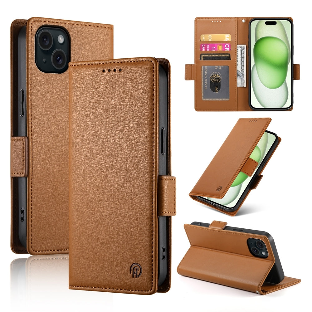 iPhone 15 Plus Wallet Case - Luxury Magnetic PU Leather Flip Cover with Card Slots, Stand & Shockproof Protection