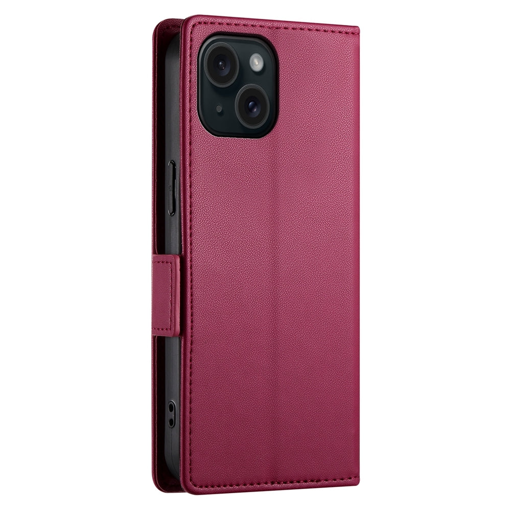 iPhone 15 Wallet Case - Luxury Magnetic PU Leather Flip Cover with Card Slots, Stand & Shockproof Protection