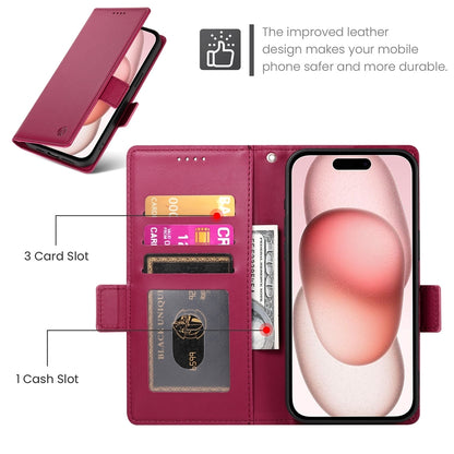 iPhone 15 Wallet Case - Luxury Magnetic PU Leather Flip Cover with Card Slots, Stand & Shockproof Protection