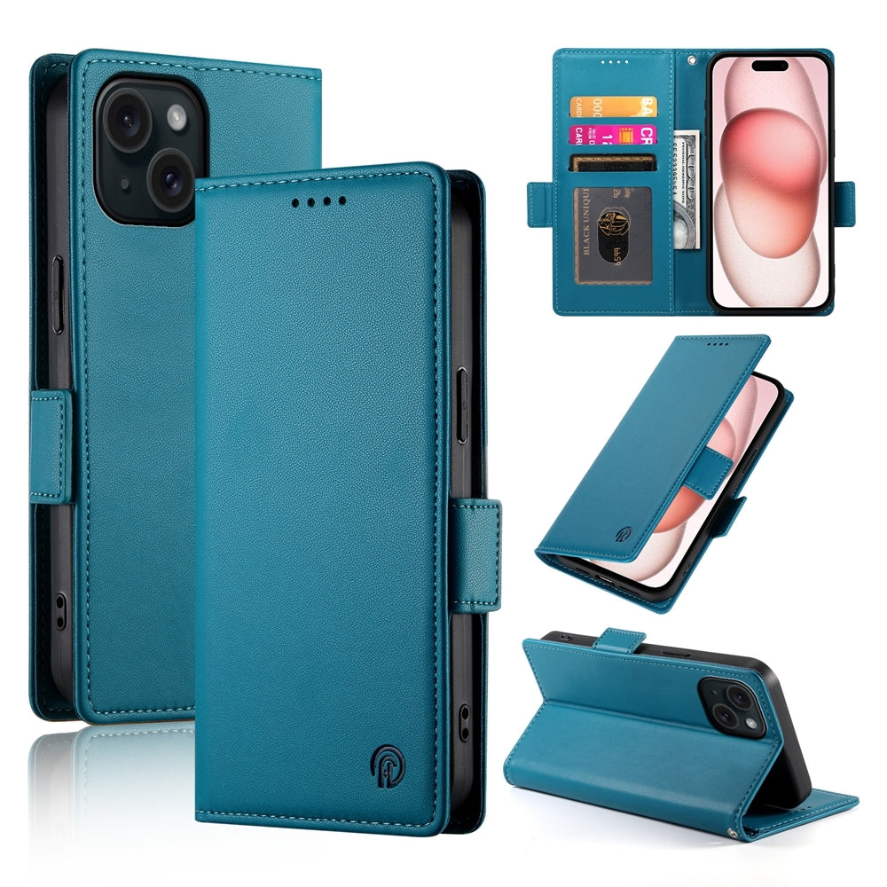 iPhone 15 Wallet Case - Luxury Magnetic PU Leather Flip Cover with Card Slots, Stand & Shockproof Protection