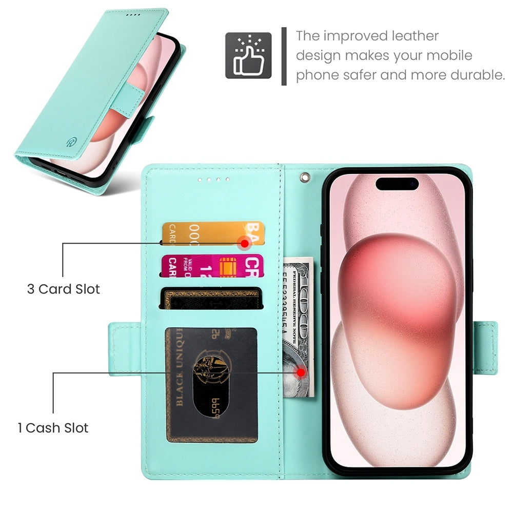 iPhone 15 Wallet Case - Luxury Magnetic PU Leather Flip Cover with Card Slots, Stand & Shockproof Protection