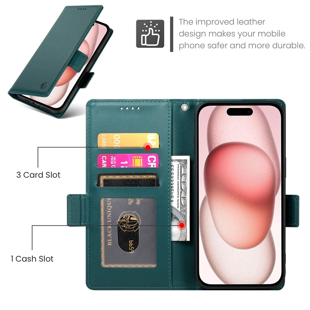 iPhone 15 Wallet Case - Luxury Magnetic PU Leather Flip Cover with Card Slots, Stand & Shockproof Protection