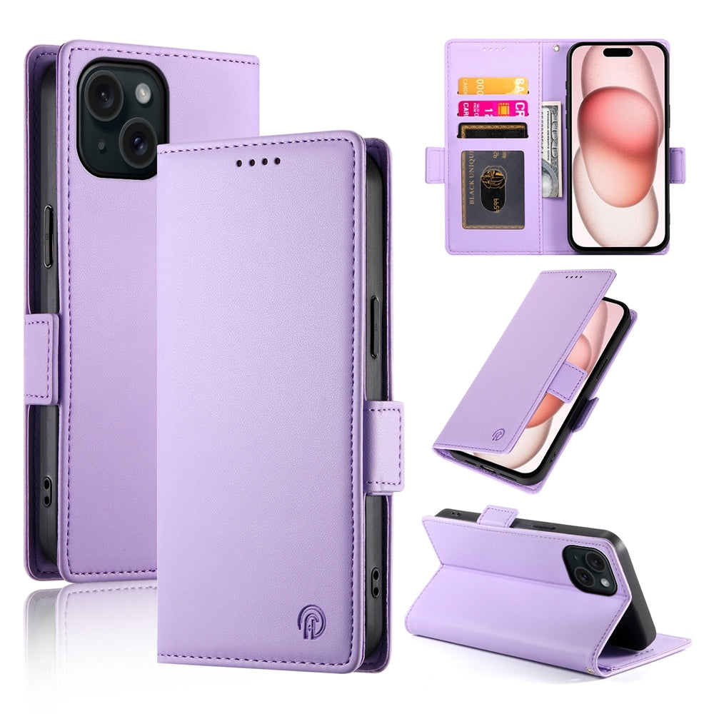 iPhone 15 Wallet Case - Luxury Magnetic PU Leather Flip Cover with Card Slots, Stand & Shockproof Protection