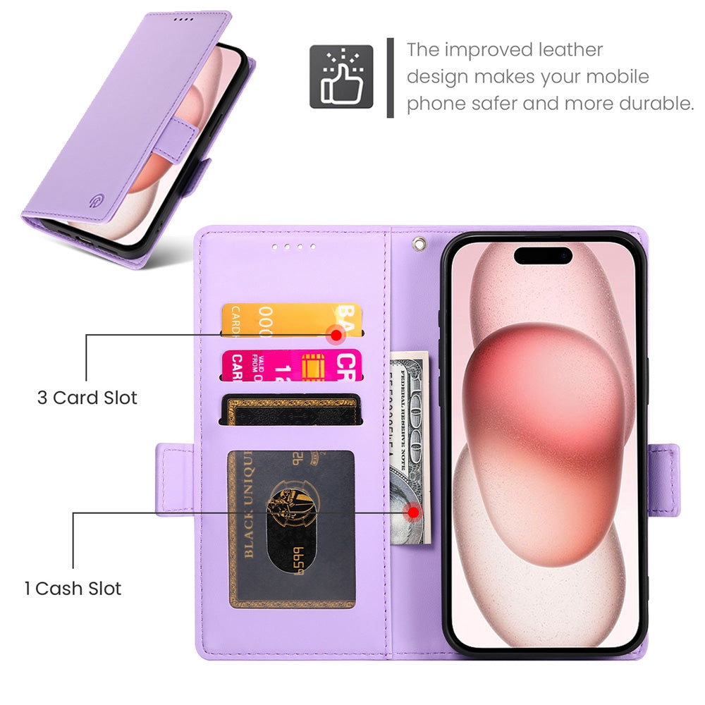 iPhone 15 Wallet Case - Luxury Magnetic PU Leather Flip Cover with Card Slots, Stand & Shockproof Protection