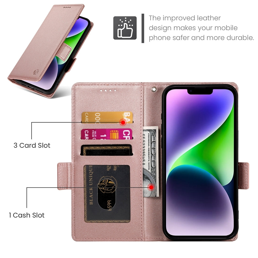 iPhone 14 Plus Wallet Case - Luxury Magnetic PU Leather Flip Cover with Card Slots, Stand & Shockproof Protection