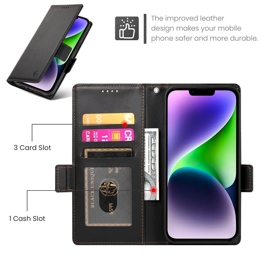 iPhone 14 Plus Wallet Case - Luxury Magnetic PU Leather Flip Cover with Card Slots, Stand & Shockproof Protection