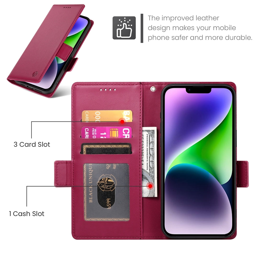 iPhone 14 Plus Wallet Case - Luxury Magnetic PU Leather Flip Cover with Card Slots, Stand & Shockproof Protection