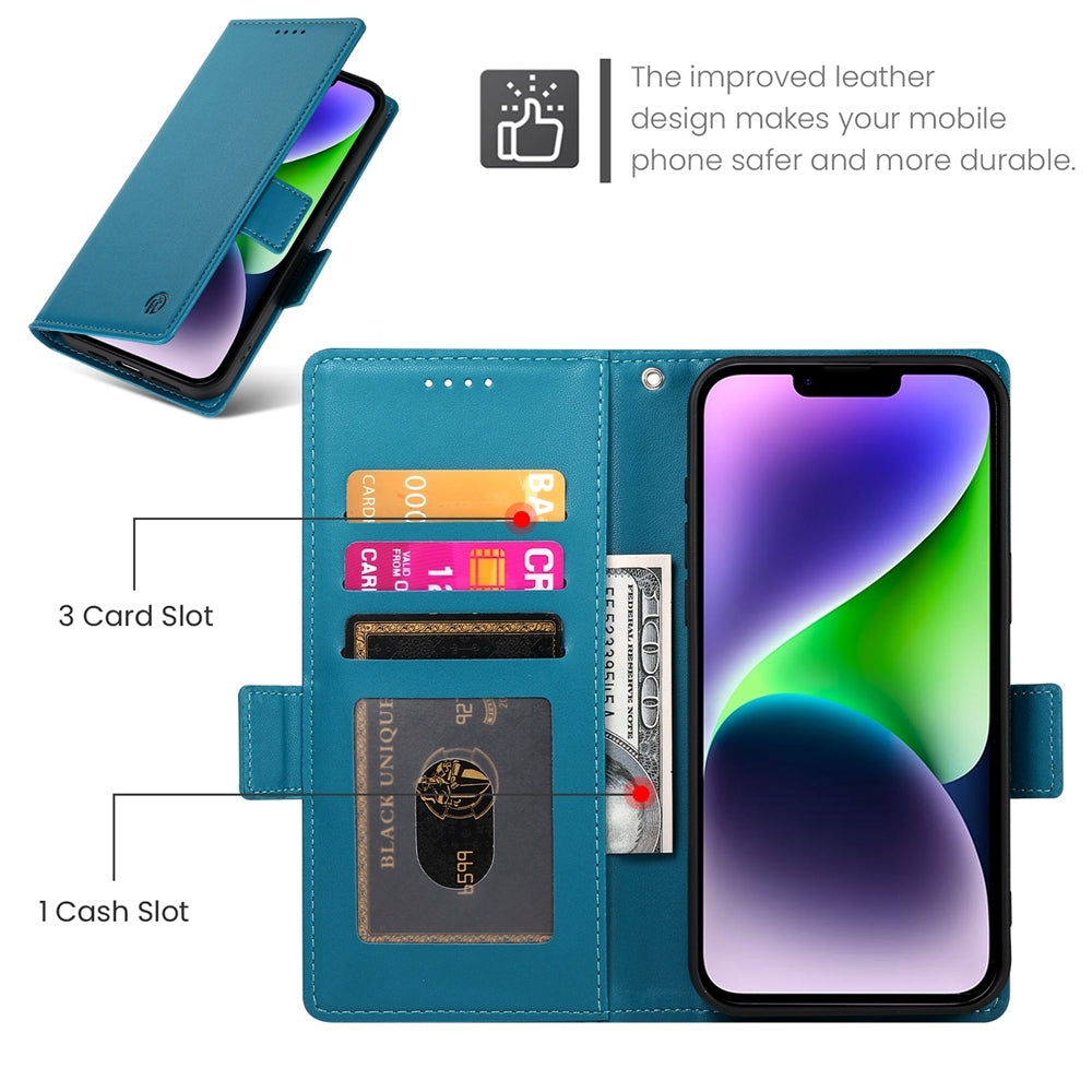 iPhone 14 Plus Wallet Case - Luxury Magnetic PU Leather Flip Cover with Card Slots, Stand & Shockproof Protection