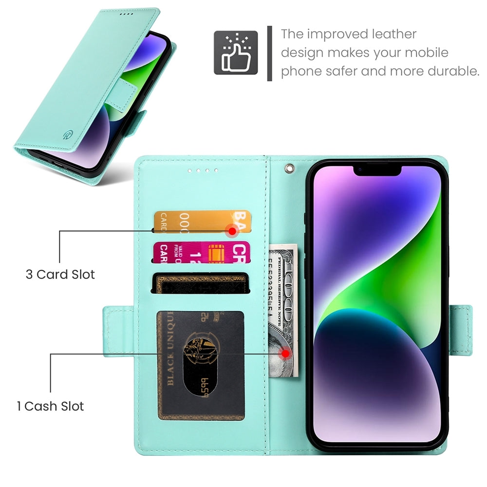 iPhone 14 Plus Wallet Case - Luxury Magnetic PU Leather Flip Cover with Card Slots, Stand & Shockproof Protection