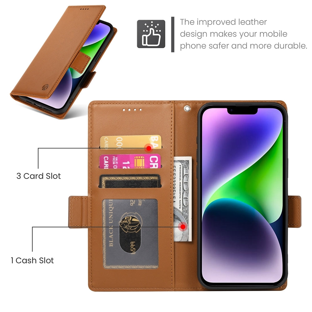 iPhone 14 Plus Wallet Case - Luxury Magnetic PU Leather Flip Cover with Card Slots, Stand & Shockproof Protection
