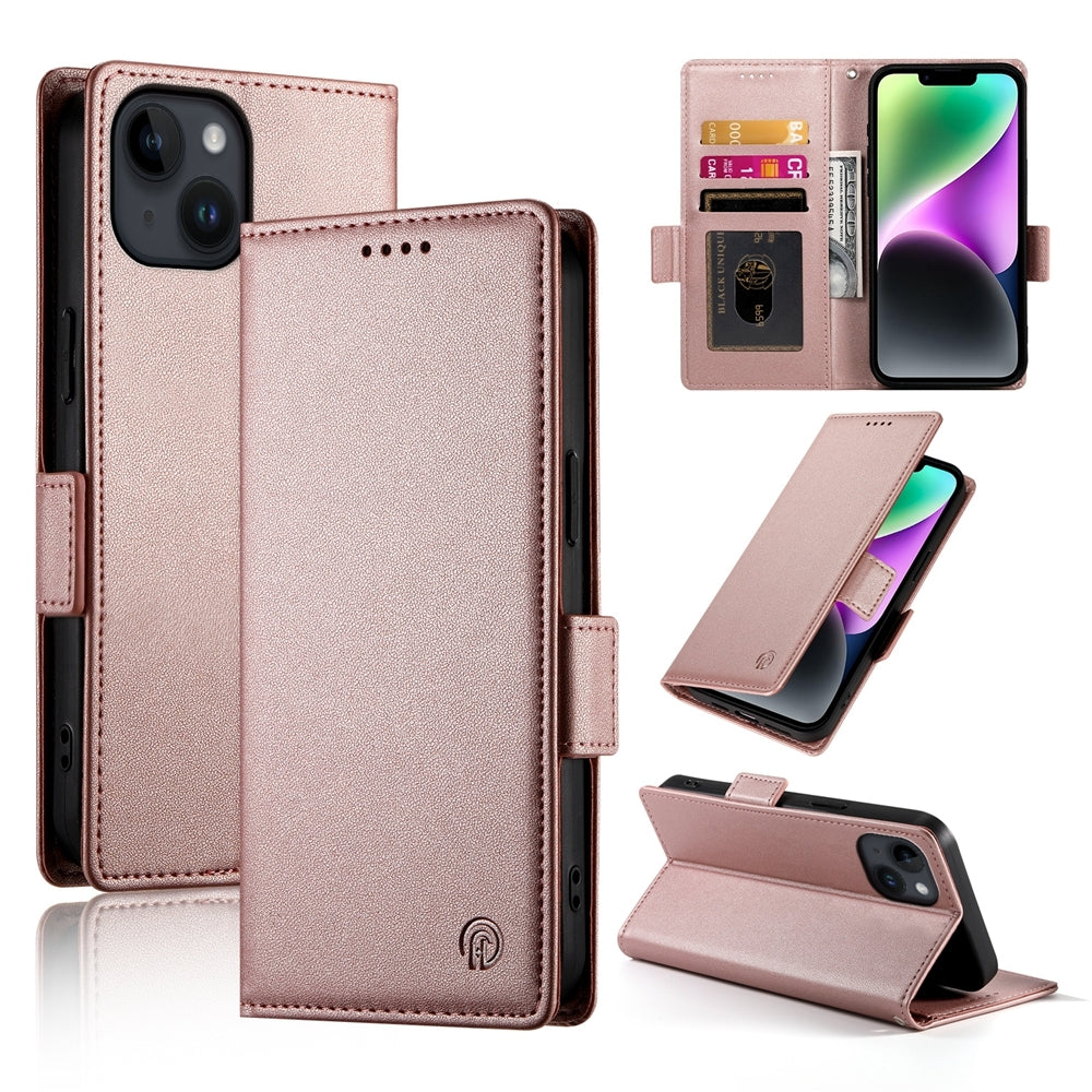iPhone 14 Wallet Case - Luxury Magnetic PU Leather Flip Cover with Card Slots, Stand & Shockproof Protection