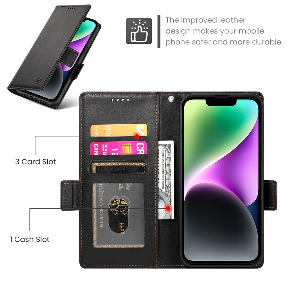 iPhone 14 Wallet Case - Luxury Magnetic PU Leather Flip Cover with Card Slots, Stand & Shockproof Protection