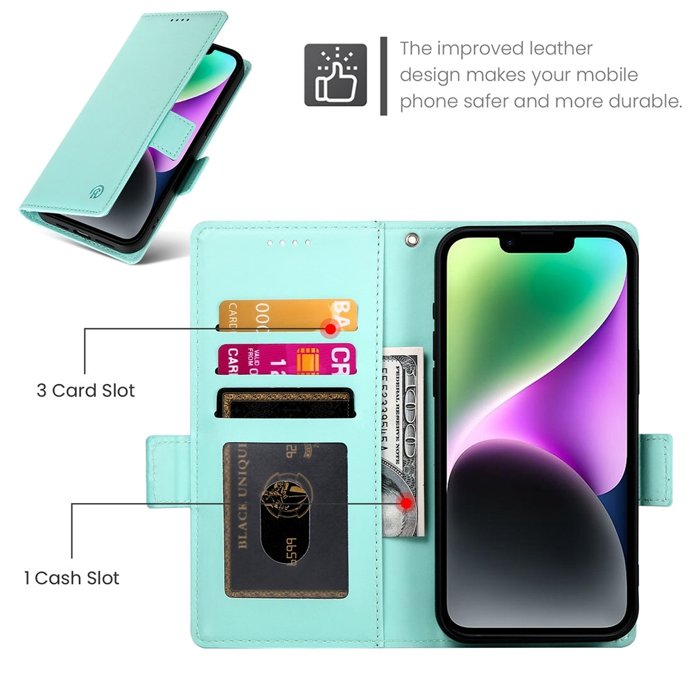 iPhone 14 Wallet Case - Luxury Magnetic PU Leather Flip Cover with Card Slots, Stand & Shockproof Protection