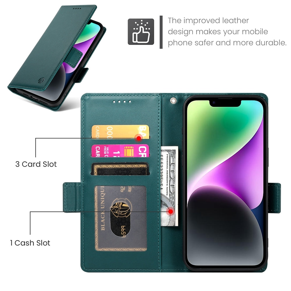 iPhone 14 Wallet Case - Luxury Magnetic PU Leather Flip Cover with Card Slots, Stand & Shockproof Protection