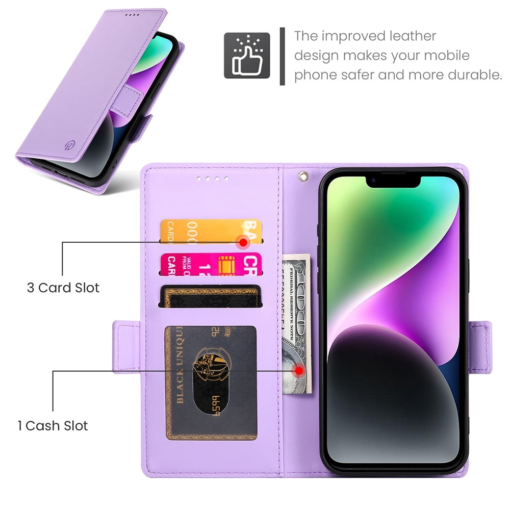 iPhone 14 Wallet Case - Luxury Magnetic PU Leather Flip Cover with Card Slots, Stand & Shockproof Protection