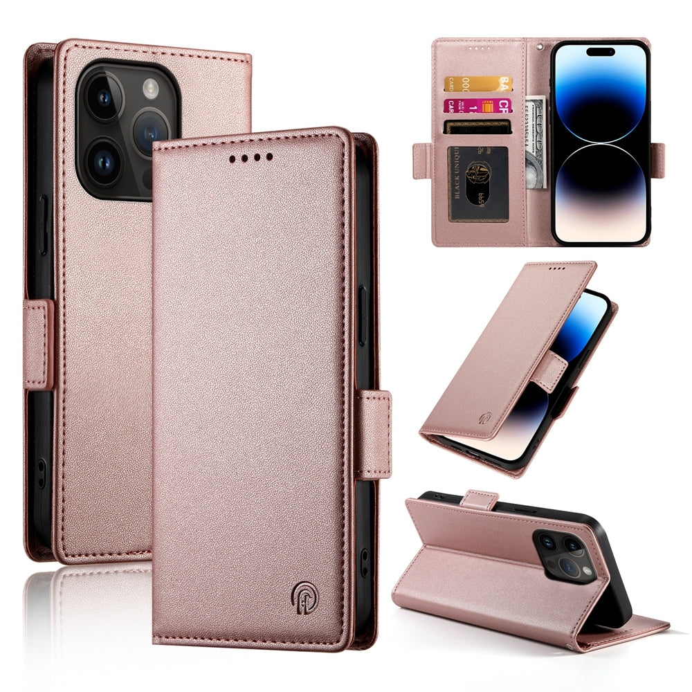iPhone 14 Pro Wallet Case - Luxury Magnetic PU Leather Flip Cover with Card Slots, Stand & Shockproof Protection