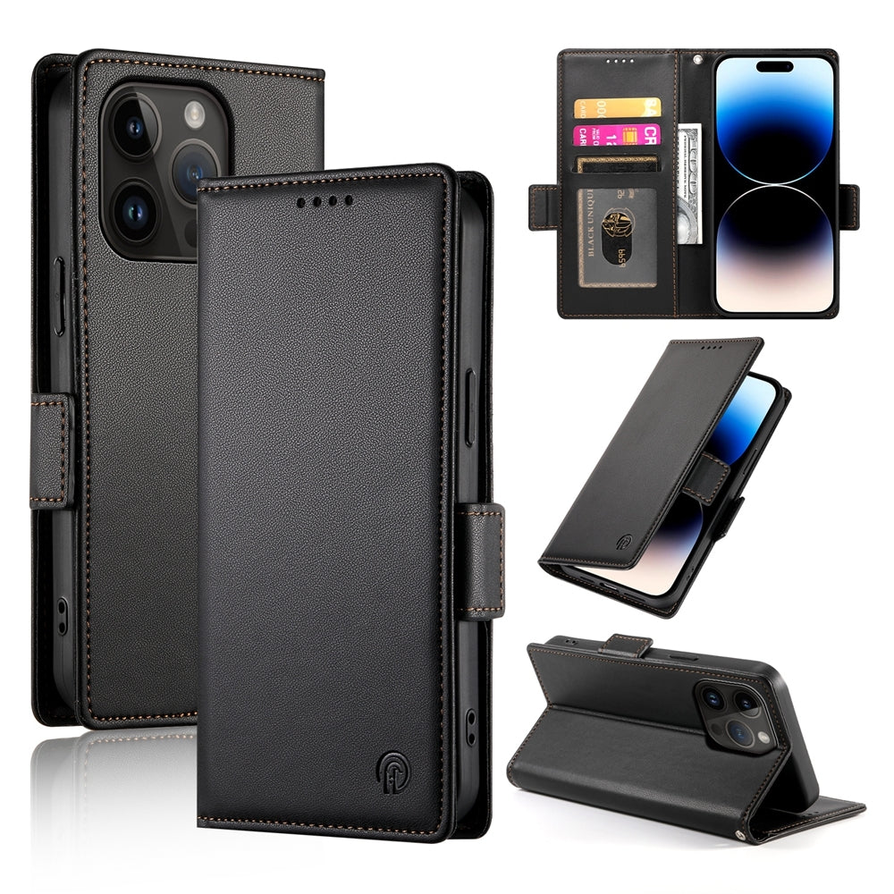 iPhone 14 Pro Wallet Case - Luxury Magnetic PU Leather Flip Cover with Card Slots, Stand & Shockproof Protection