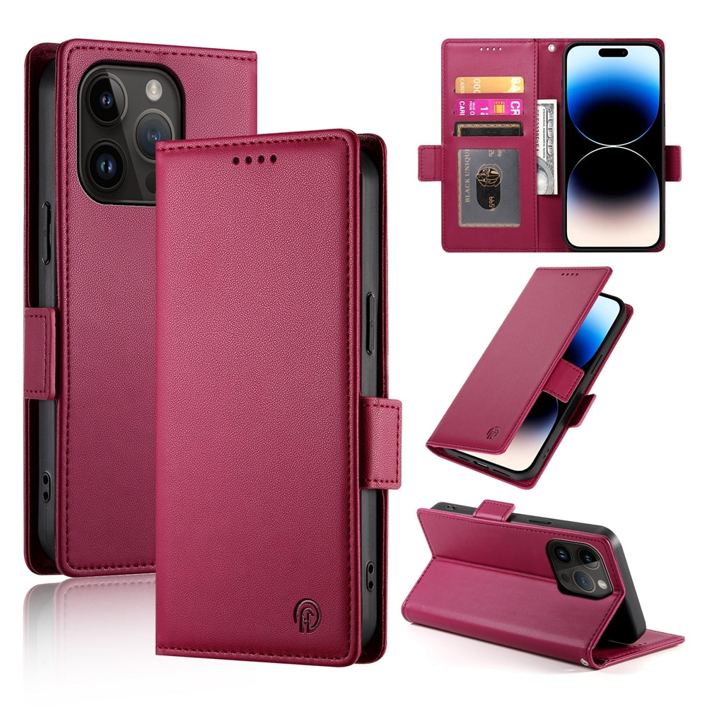 iPhone 14 Pro Wallet Case - Luxury Magnetic PU Leather Flip Cover with Card Slots, Stand & Shockproof Protection