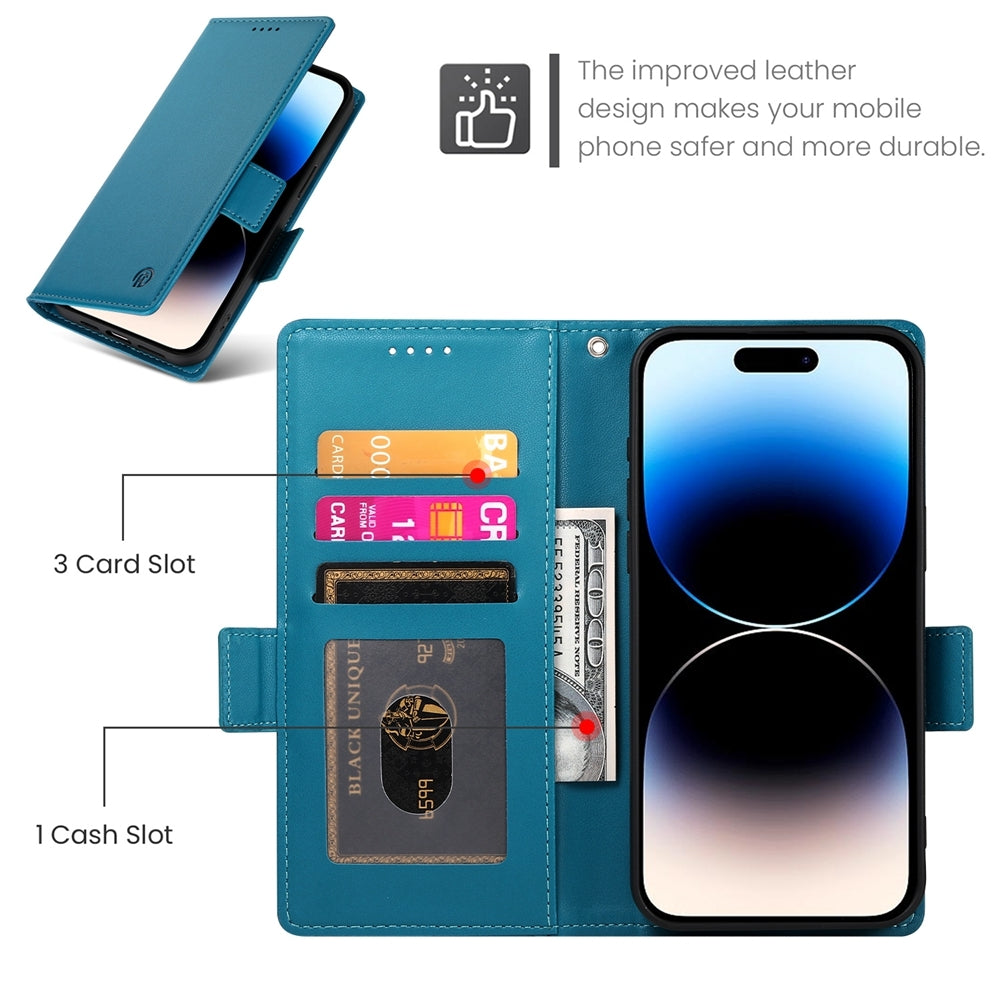iPhone 14 Pro Wallet Case - Luxury Magnetic PU Leather Flip Cover with Card Slots, Stand & Shockproof Protection
