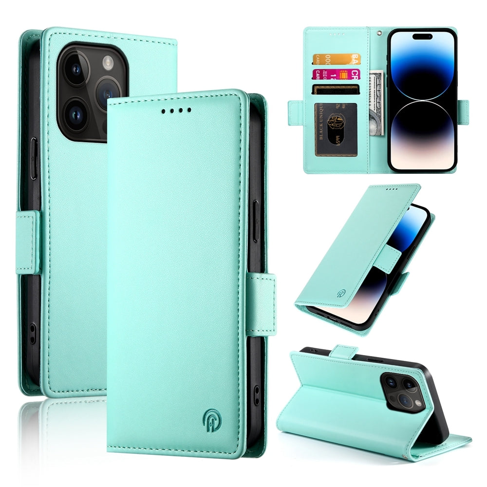 iPhone 14 Pro Wallet Case - Luxury Magnetic PU Leather Flip Cover with Card Slots, Stand & Shockproof Protection