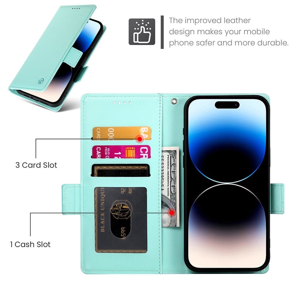 iPhone 14 Pro Wallet Case - Luxury Magnetic PU Leather Flip Cover with Card Slots, Stand & Shockproof Protection