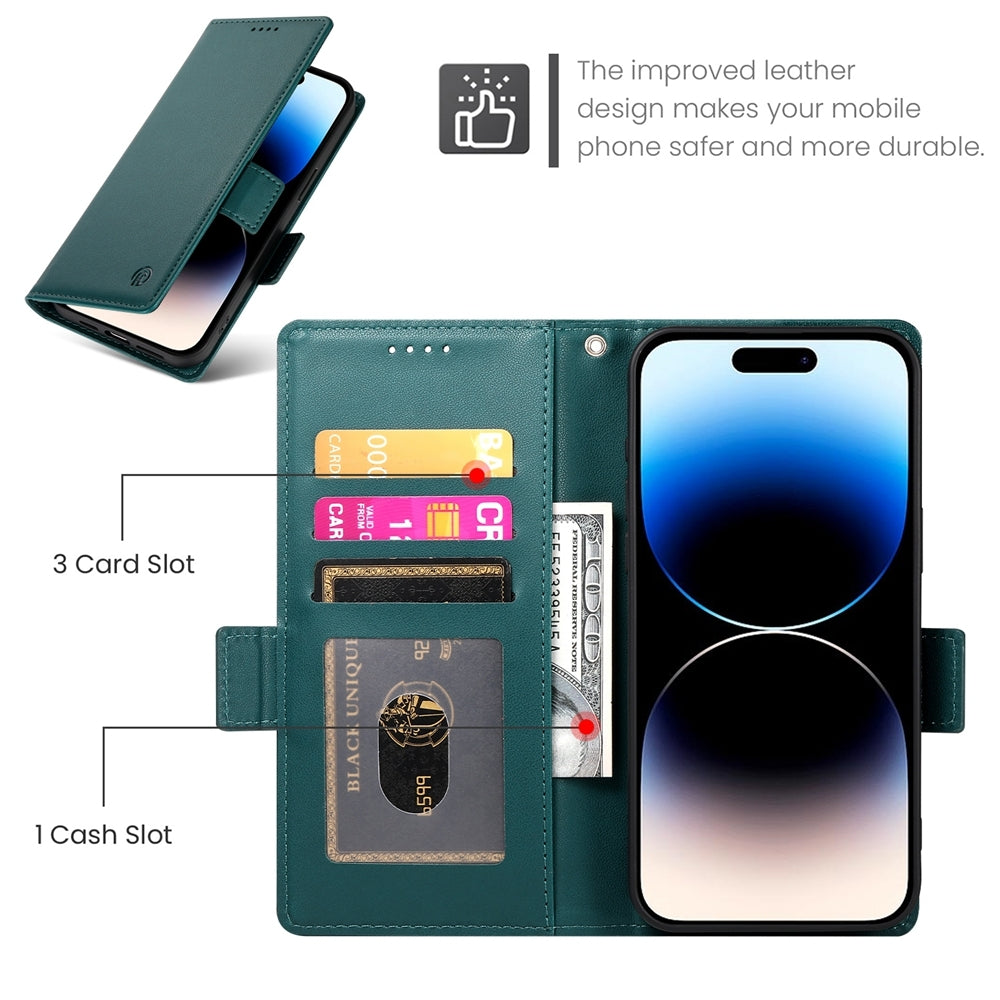 iPhone 14 Pro Wallet Case - Luxury Magnetic PU Leather Flip Cover with Card Slots, Stand & Shockproof Protection
