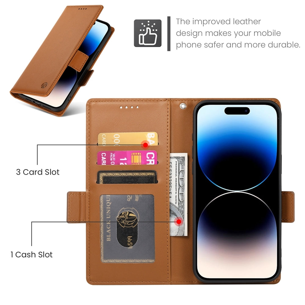 iPhone 14 Pro Wallet Case - Luxury Magnetic PU Leather Flip Cover with Card Slots, Stand & Shockproof Protection