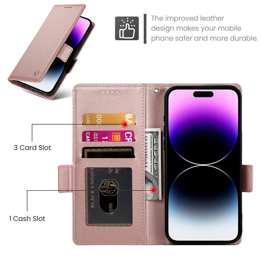 iPhone 14 Pro Max Wallet Case - Luxury Magnetic PU Leather Flip Cover with Card Slots, Stand & Shockproof Protection