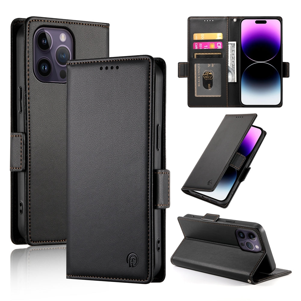 iPhone 14 Pro Max Wallet Case - Luxury Magnetic PU Leather Flip Cover with Card Slots, Stand & Shockproof Protection