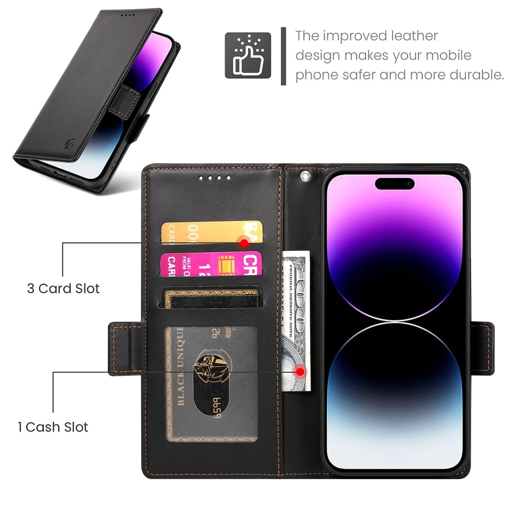iPhone 14 Pro Max Wallet Case - Luxury Magnetic PU Leather Flip Cover with Card Slots, Stand & Shockproof Protection