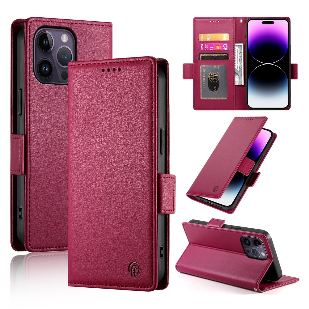 iPhone 14 Pro Max Wallet Case - Luxury Magnetic PU Leather Flip Cover with Card Slots, Stand & Shockproof Protection