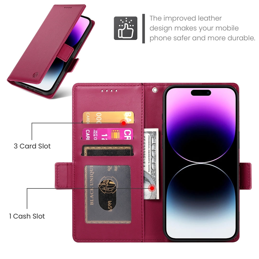 iPhone 14 Pro Max Wallet Case - Luxury Magnetic PU Leather Flip Cover with Card Slots, Stand & Shockproof Protection