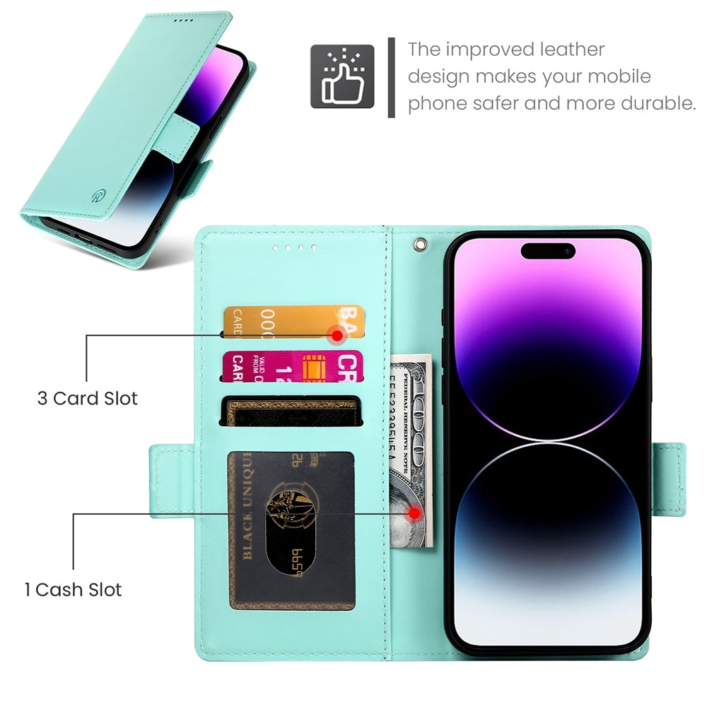 iPhone 14 Pro Max Wallet Case - Luxury Magnetic PU Leather Flip Cover with Card Slots, Stand & Shockproof Protection
