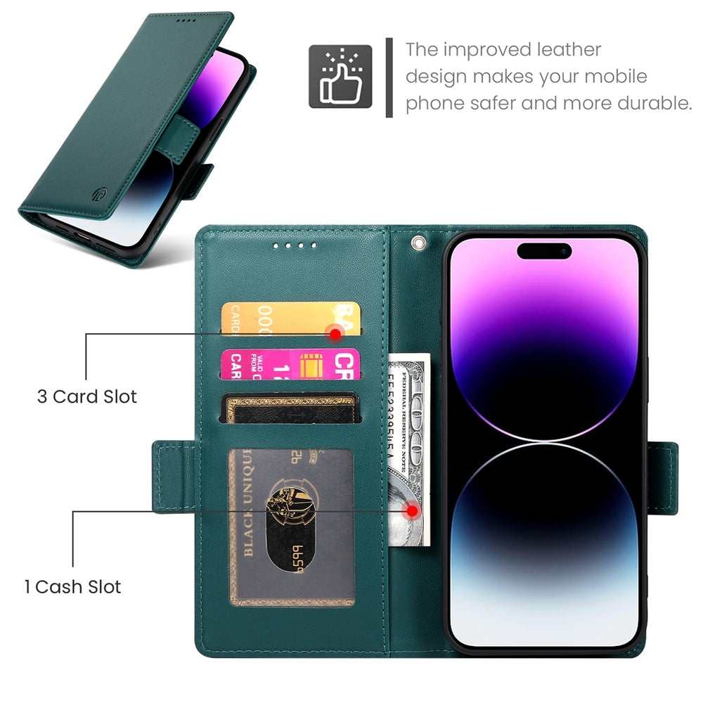iPhone 14 Pro Max Wallet Case - Luxury Magnetic PU Leather Flip Cover with Card Slots, Stand & Shockproof Protection