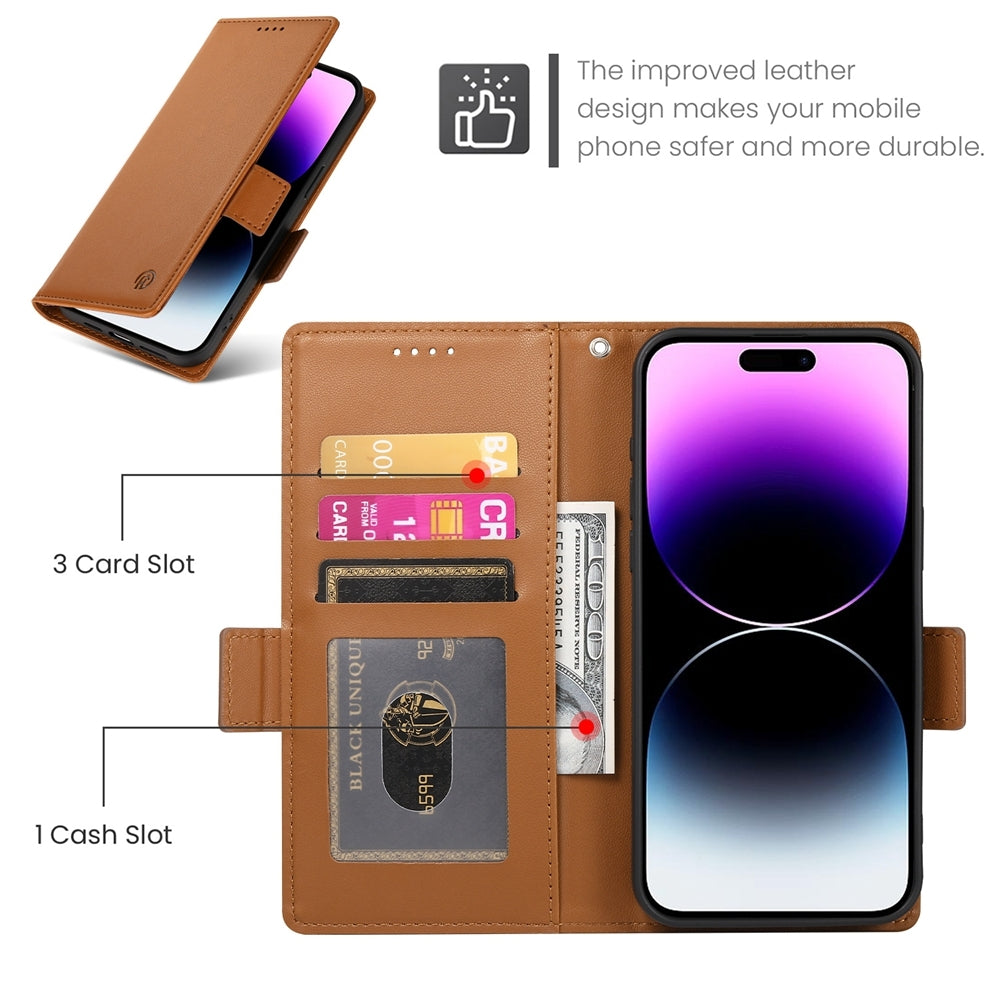 iPhone 14 Pro Max Wallet Case - Luxury Magnetic PU Leather Flip Cover with Card Slots, Stand & Shockproof Protection