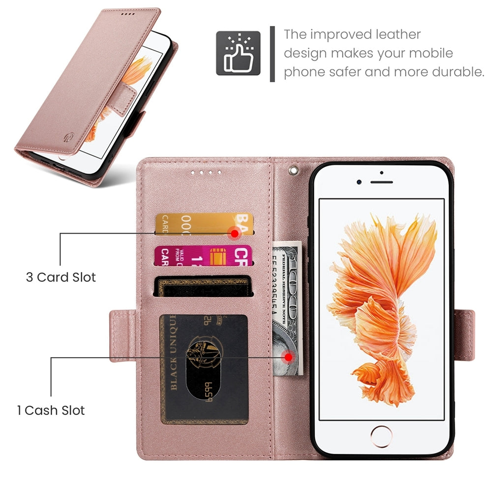 iPhone 8 Wallet Case - Luxury Magnetic PU Leather Flip Cover with Card Slots, Stand & Shockproof Protection