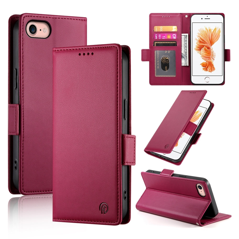 iPhone SE 2022 Wallet Case - Luxury Magnetic PU Leather Flip Cover with Card Slots, Stand & Shockproof Protection