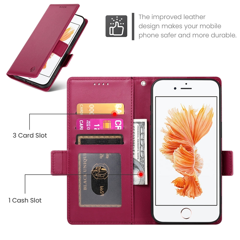 iPhone SE 2022 Wallet Case - Luxury Magnetic PU Leather Flip Cover with Card Slots, Stand & Shockproof Protection