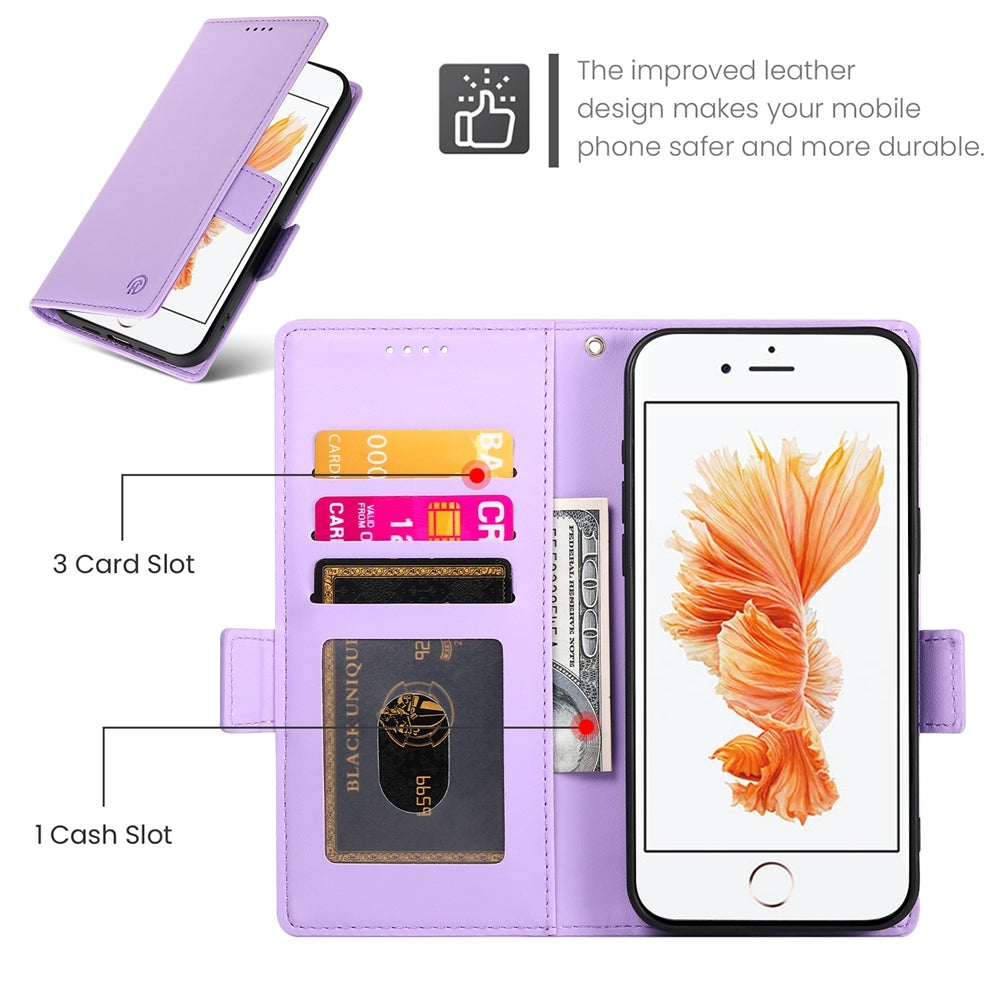 iPhone SE 2022 Wallet Case - Luxury Magnetic PU Leather Flip Cover with Card Slots, Stand & Shockproof Protection