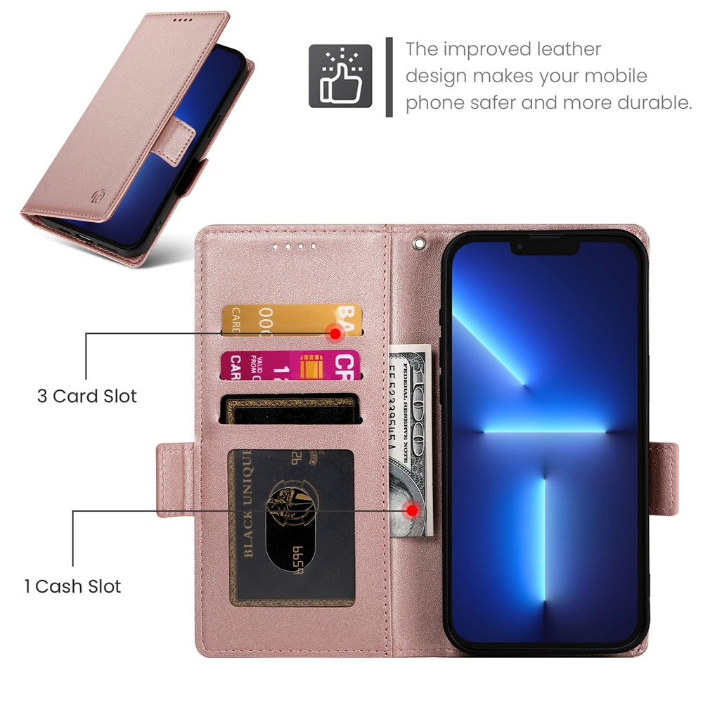 iPhone 13 Pro Max Wallet Case - Luxury Magnetic PU Leather Flip Cover with Card Slots, Stand & Shockproof Protection