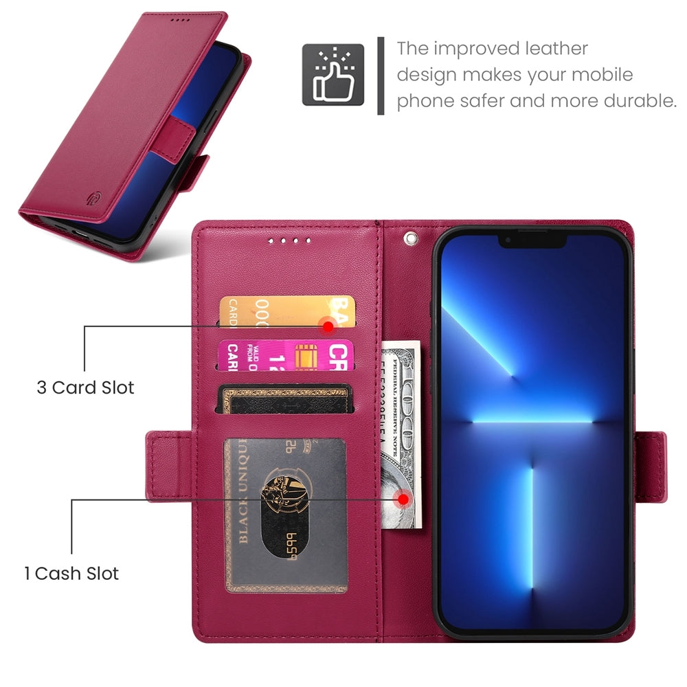 iPhone 13 Pro Max Wallet Case - Luxury Magnetic PU Leather Flip Cover with Card Slots, Stand & Shockproof Protection