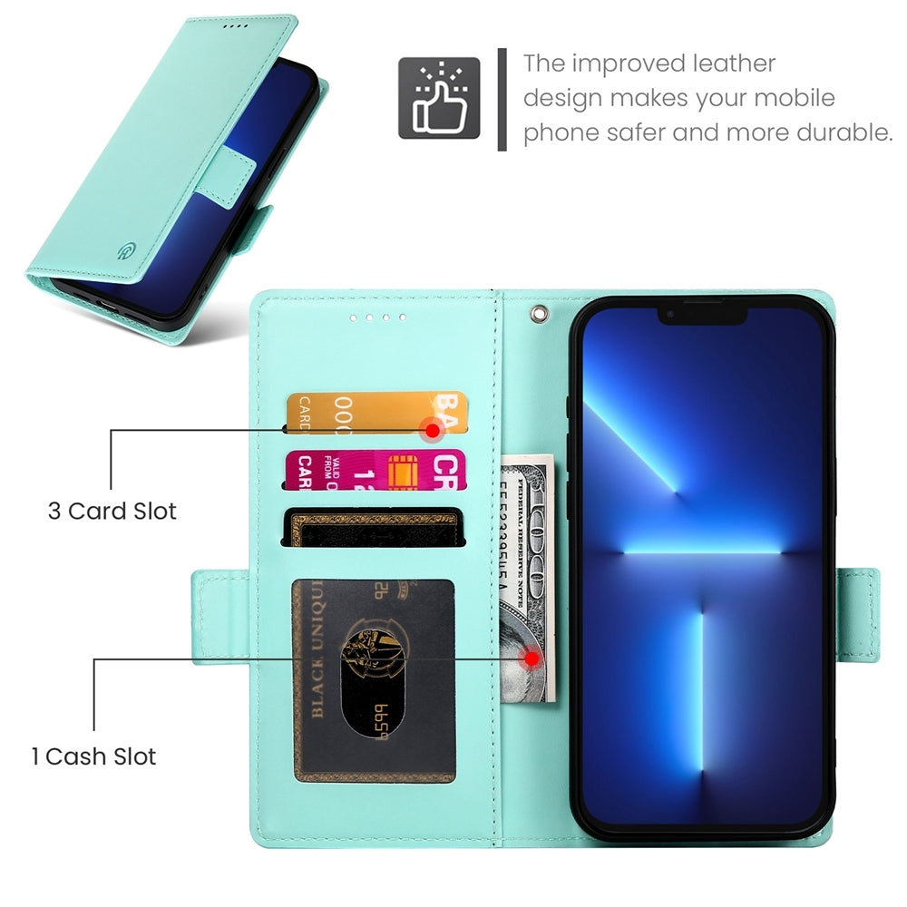 iPhone 13 Pro Max Wallet Case - Luxury Magnetic PU Leather Flip Cover with Card Slots, Stand & Shockproof Protection