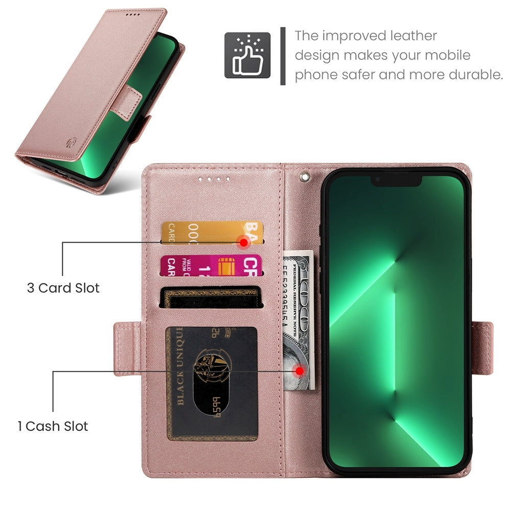 iPhone 13 Pro Wallet Case - Luxury Magnetic PU Leather Flip Cover with Card Slots, Stand & Shockproof Protection
