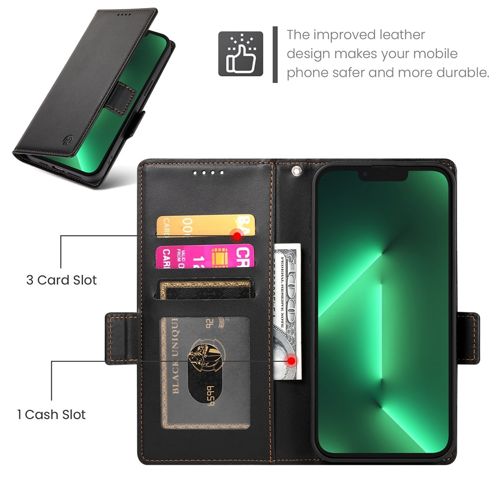 iPhone 13 Pro Wallet Case - Luxury Magnetic PU Leather Flip Cover with Card Slots, Stand & Shockproof Protection