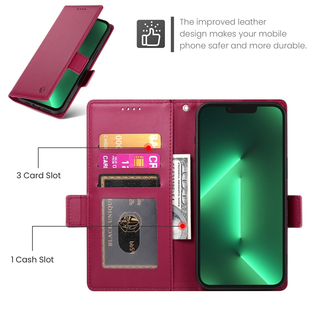 iPhone 13 Pro Wallet Case - Luxury Magnetic PU Leather Flip Cover with Card Slots, Stand & Shockproof Protection