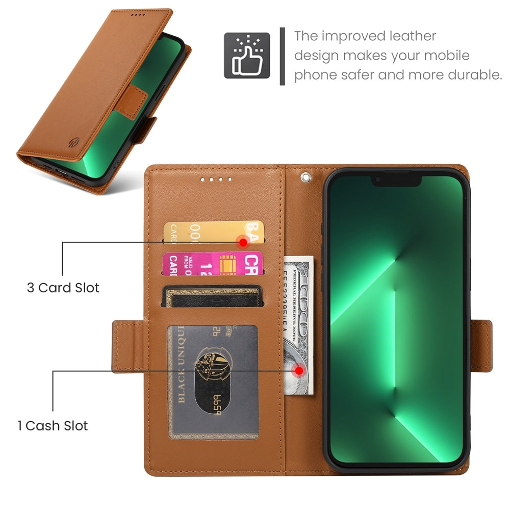 iPhone 13 Pro Wallet Case - Luxury Magnetic PU Leather Flip Cover with Card Slots, Stand & Shockproof Protection