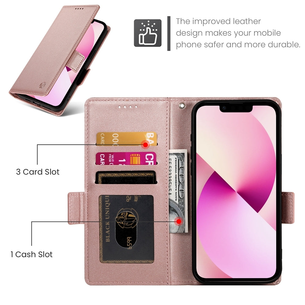 iPhone 13 Wallet Case - Luxury Magnetic PU Leather Flip Cover with Card Slots, Stand & Shockproof Protection