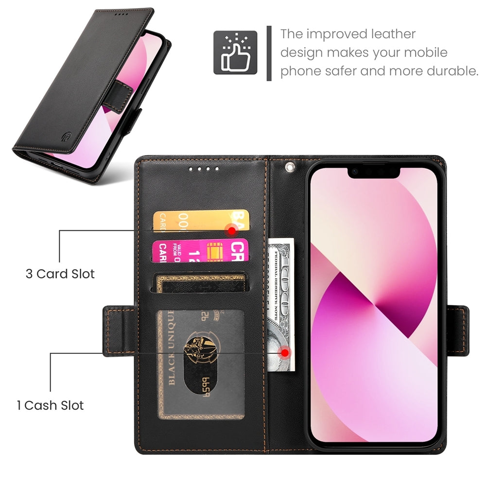 iPhone 13 Wallet Case - Luxury Magnetic PU Leather Flip Cover with Card Slots, Stand & Shockproof Protection